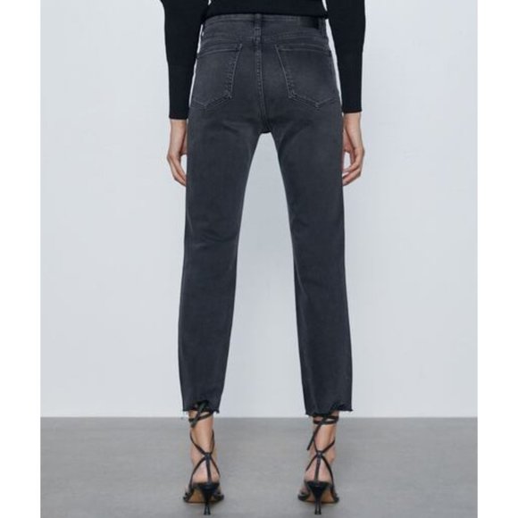Zara Premium Slim Jeans Sky Black Distressed Grey - Picture 3 of 11